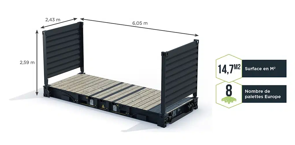 dimensions Container de 20 pieds flat rack