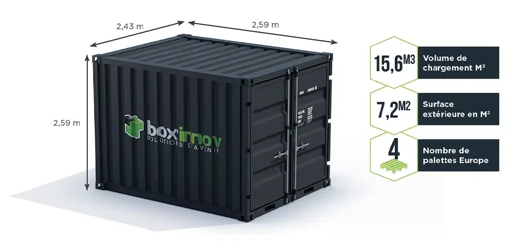 Dimensions d'un conteneur de stockage 10 pieds photo.