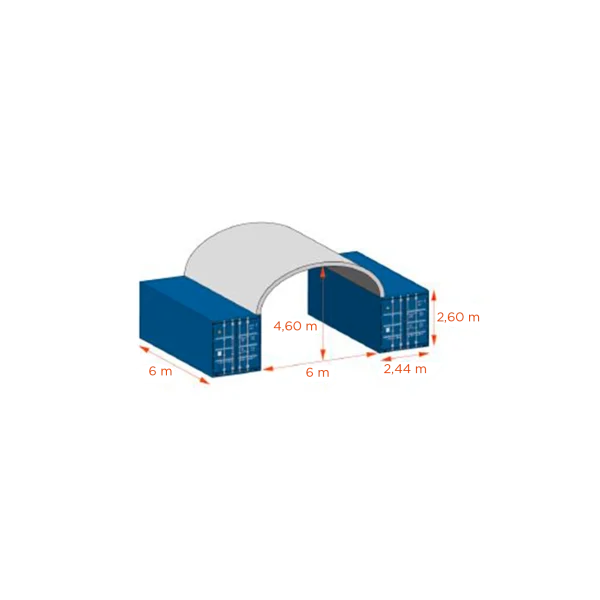 box abri de 6 mètres par 6 mètres pour containers