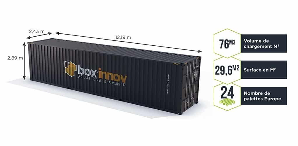 Les dimensions du conteneur 40 pieds high cube